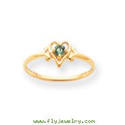 14K Gold May Emerald Birthstone Heart Ring