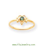 14K Gold May Emerald Birthstone Heart Ring