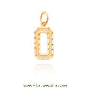 14K Gold Medium Diamond-Cut Number 0 Charm