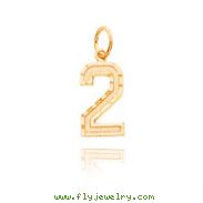 14K Gold Medium Diamond-Cut Number 2 Charm