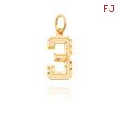 14K Gold Medium Diamond-Cut Number 3 Charm