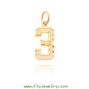 14K Gold Medium Diamond-Cut Number 3 Charm