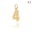 14K Gold Medium Diamond-Cut Number 4 Charm