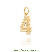 14K Gold Medium Diamond-Cut Number 4 Charm