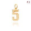 14K Gold Medium Diamond-Cut Number 5 Charm