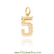 14K Gold Medium Diamond-Cut Number 5 Charm