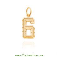 14K Gold Medium Diamond-Cut Number 6 Charm