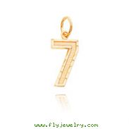 14K Gold Medium Diamond-Cut Number 7 Charm