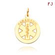 14K Gold Medium High Polish Paramedic Medical Pendant