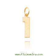 14K Gold Medium Polished Number 1 Charm