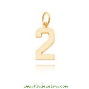 14K Gold Medium Polished Number 2 Charm