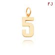 14K Gold Medium Polished Number 5 Charm