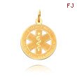 14K Gold Medium Satin Finish EMT Medical Pendant