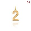 14K Gold Medium Satin Number 2 Charm