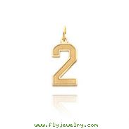 14K Gold Medium Satin Number 2 Charm