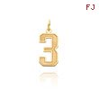 14K Gold Medium Satin Number 3 Charm