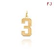 14K Gold Medium Satin Number 3 Charm