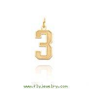 14K Gold Medium Satin Number 3 Charm