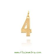 14K Gold Medium Satin Number 4 Charm