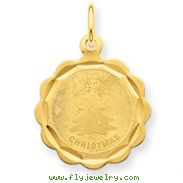 14K Gold Merry Christmas Disc Charm