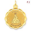 14K Gold Merry Christmas Disc Charm