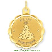 14K Gold Merry Christmas Disc Charm