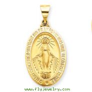14K Gold Miraculous Medal Oval Pendant
