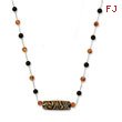 14K Gold Murano Glass Bead, Amber & Onyx Necklace