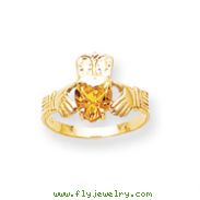 14K Gold November Birthstone Claddagh Ring