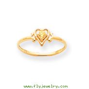 14K Gold November Citrine Birthstone Heart Ring