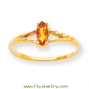 14K Gold November Citrine Birthstone Ring
