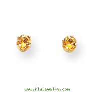 14K Gold November Citrine Post Earrings