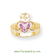 14K Gold October Birthstone Claddagh Ring