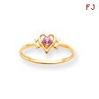 14K Gold October Tourmaline Birthstone Heart Ring