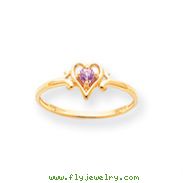 14K Gold October Tourmaline Birthstone Heart Ring