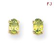 14K Gold Oval August Peridot Post Earrings