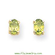 14K Gold Oval August Peridot Post Earrings