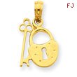 14K Gold Padlock And Key Pendant