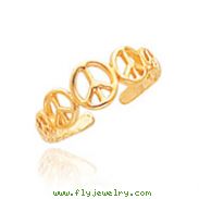 14K Gold Peace Sign Toe Ring
