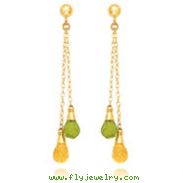 14k Gold Peridot And Citrine Dangle Earrings