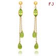 14K Gold Peridot Dangle Earrings