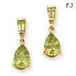 14K Gold Peridot Dangle Post Earrings