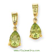 14K Gold Peridot Dangle Post Earrings