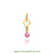 14K Gold Pink CZ Heart Necklace