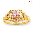 14K Gold Pink Tourmaline October Birthstone Ring