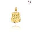 14K Gold Police Badge With Engravable Plate Pendant