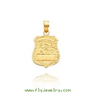14K Gold Police Badge With Engravable Plate Pendant