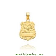 14K Gold Police Badge With Engravable Plate Pendant