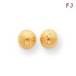 14K Gold Polished & Diamond-Cut Swirl 6mm Ball Post Earrings