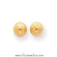 14K Gold Polished & Diamond-Cut Swirl 6mm Ball Post Earrings